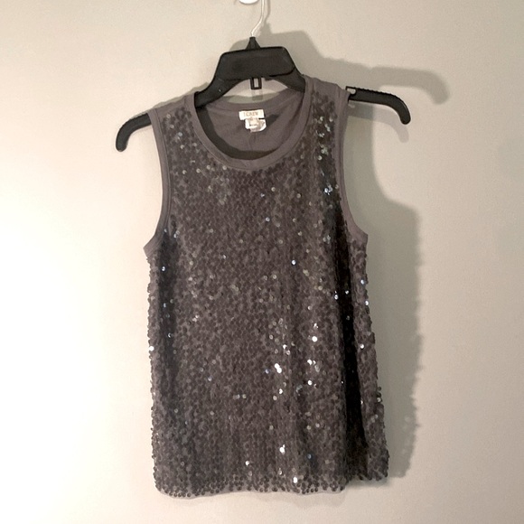 J. Crew Beautiful Grey Sequin Tank top Size XS - Picture 2 of 8